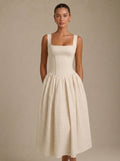 Embroidered Corset Midi Dress