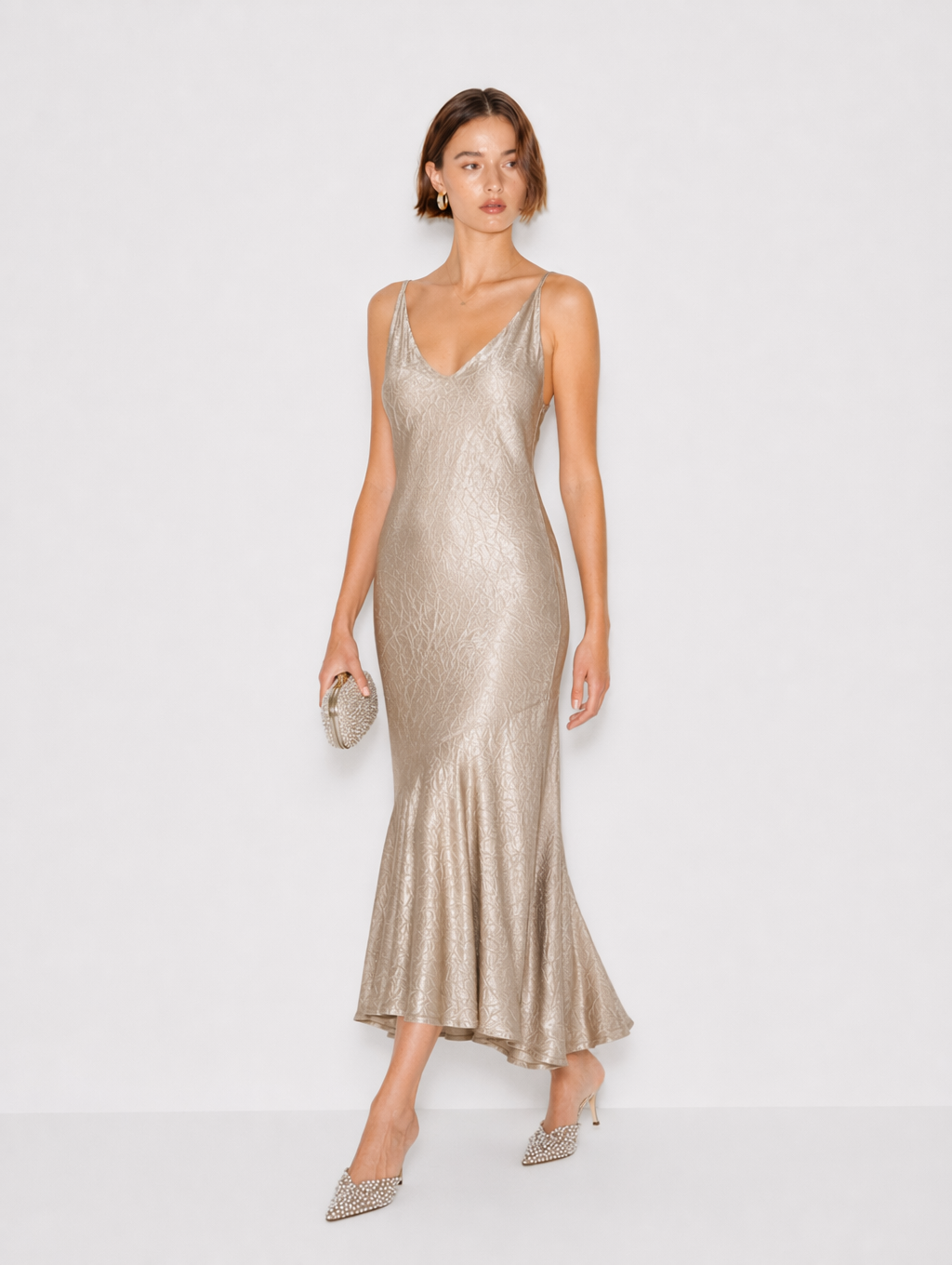 Luxe Champagne Satin Slip Maxi Dress