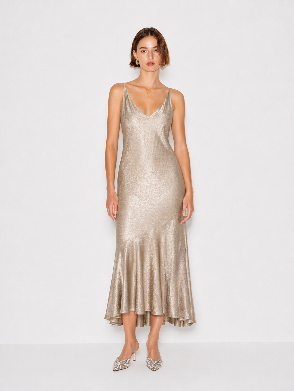 Luxe Champagne Satin Slip Maxi Dress