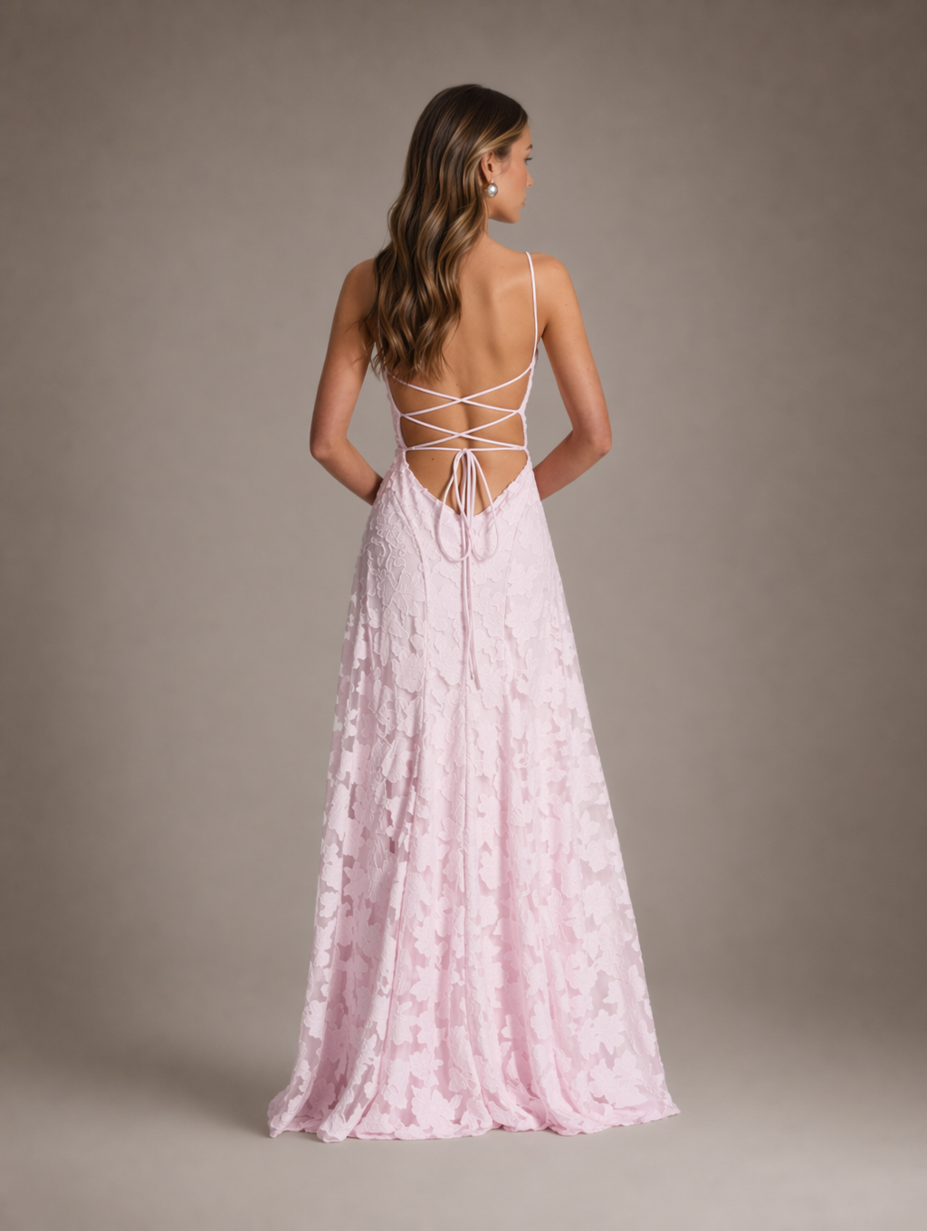 Blush Pink Lace Maxi Dress