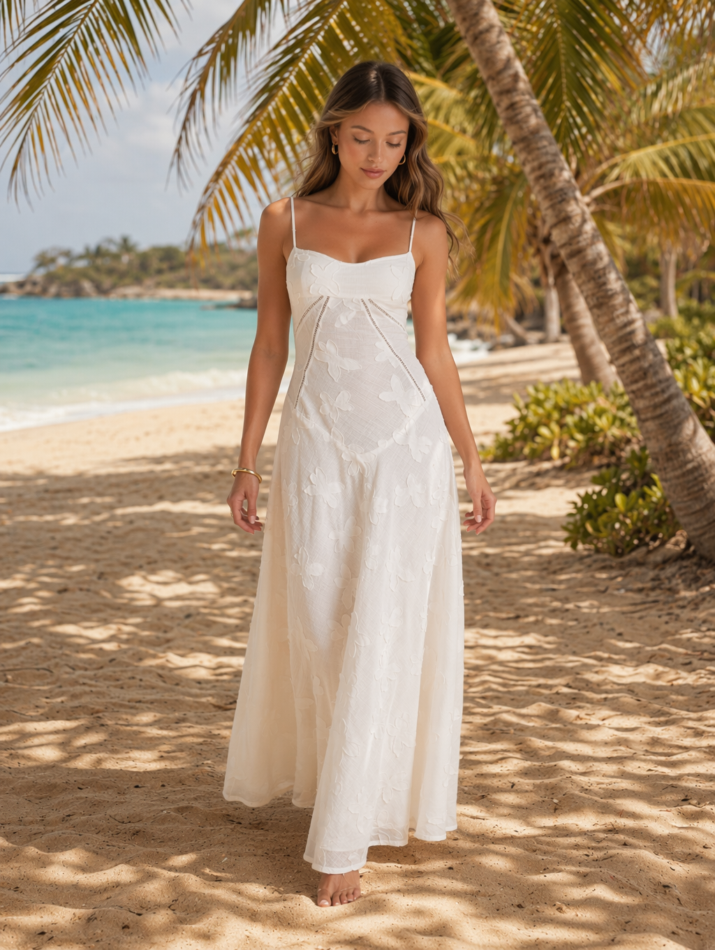 White Butterfly Lace Maxi Dress