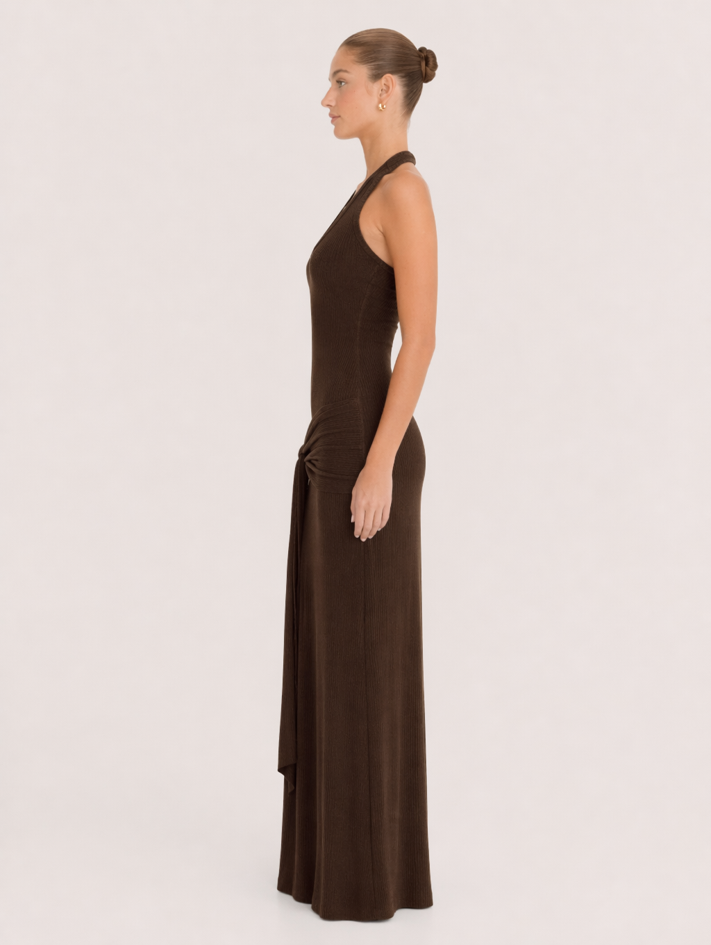 Halter Neck Ruched Maxi Dress