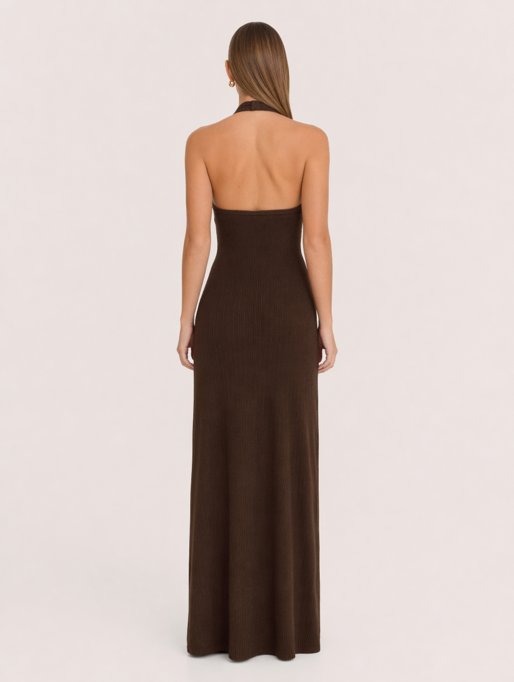 Halter Neck Ruched Maxi Dress