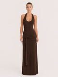 Halter Neck Ruched Maxi Dress
