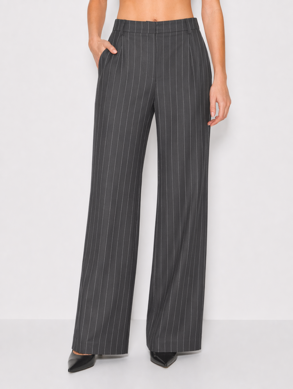 Pinstripe Vest & Wide Leg Pants Suit