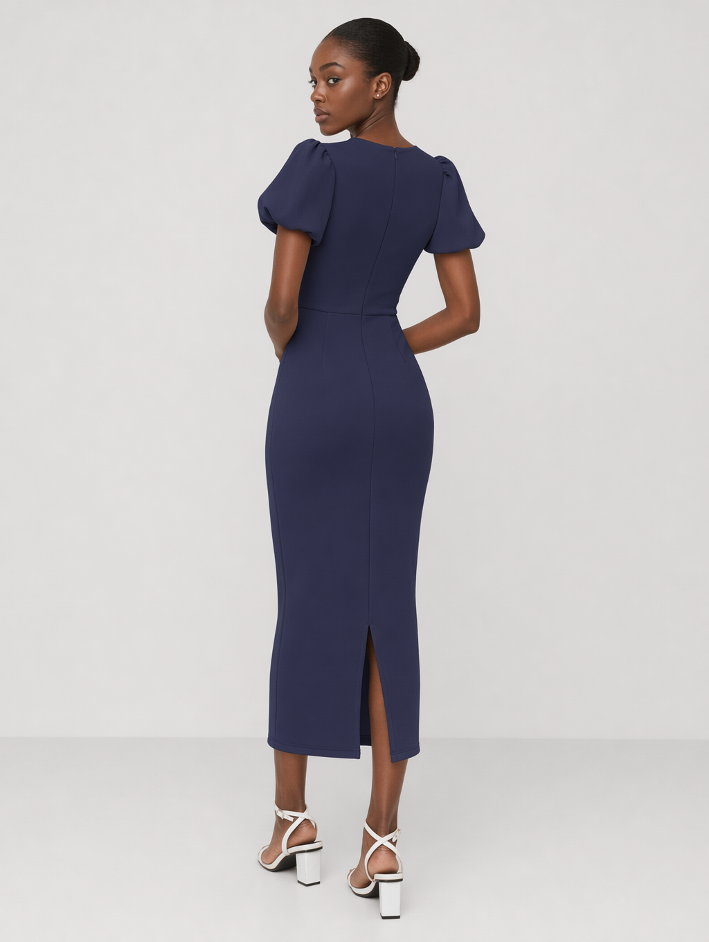 Elegant Short Sleeve Bodycon Midi Dress