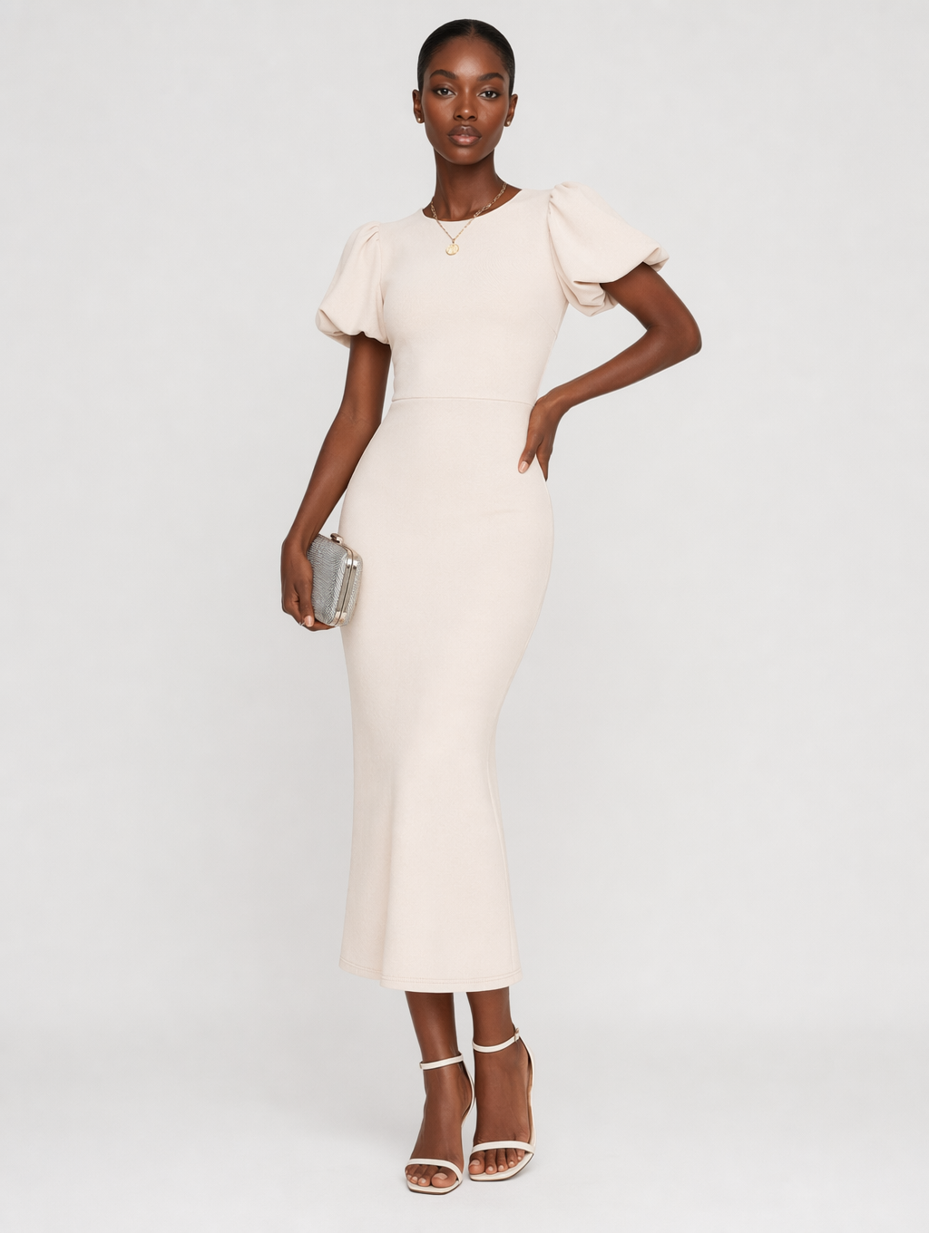 Elegant Short Sleeve Bodycon Midi Dress