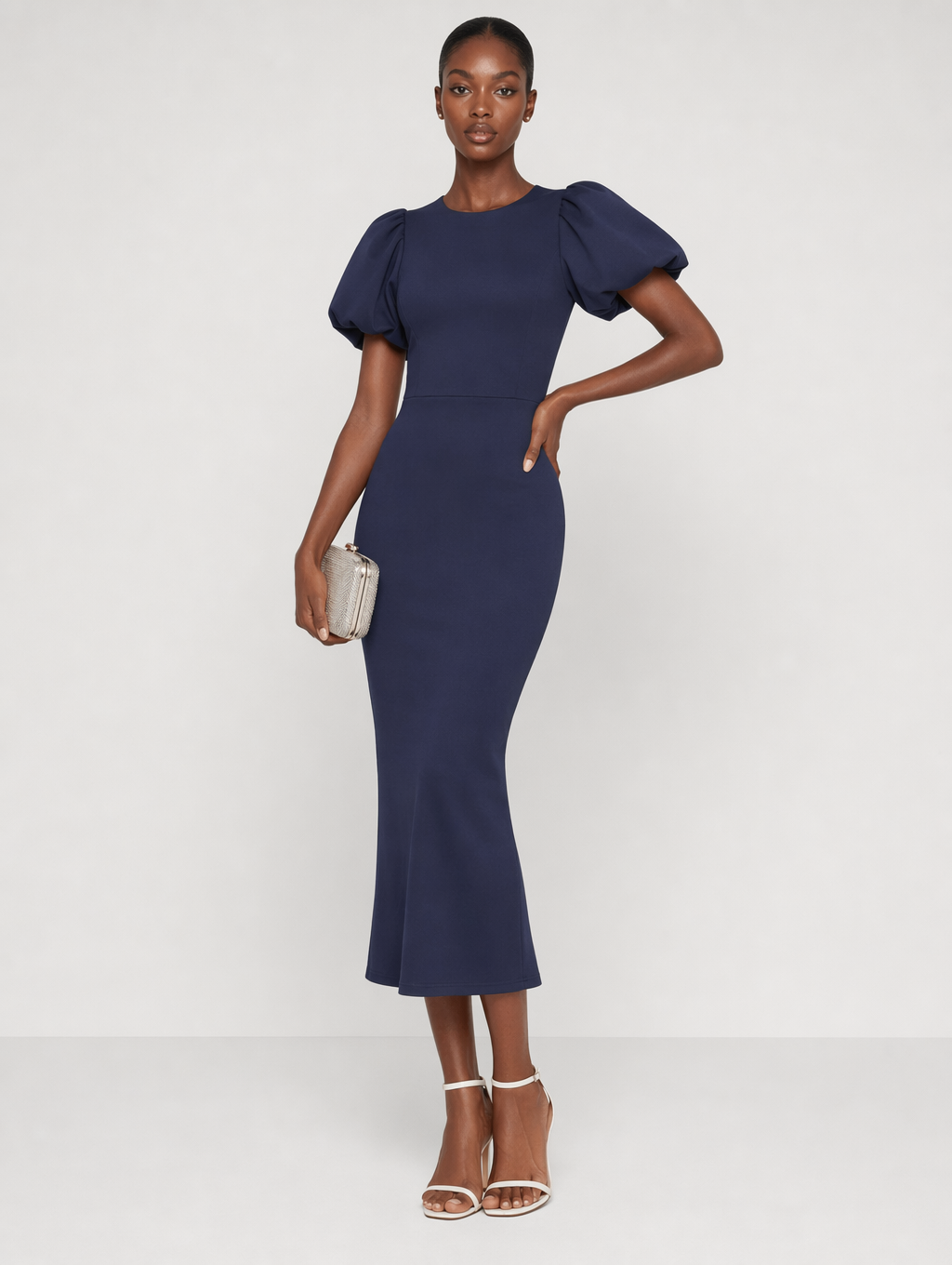 Elegant Short Sleeve Bodycon Midi Dress