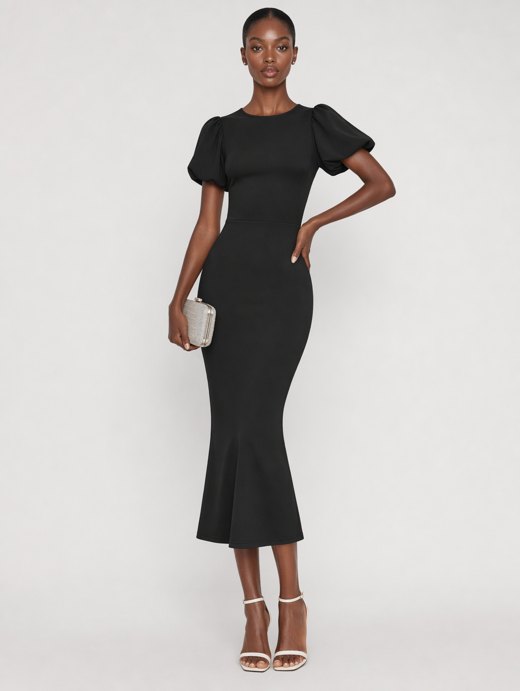 Elegant Short Sleeve Bodycon Midi Dress